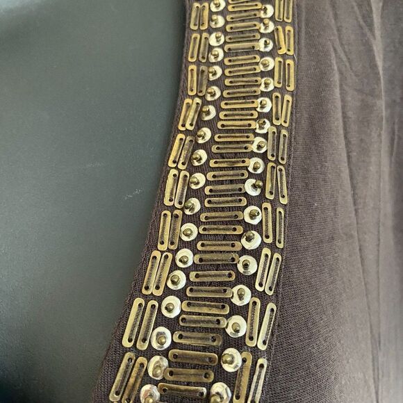 Banana Republic Heritage Dress Chocolate Brown Small Sequins and Beads - Picture 3 of 4